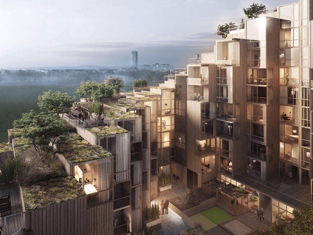 Modular apartment scheme 79 & Park (Stockholm) mimics the rhythm of the landscape.