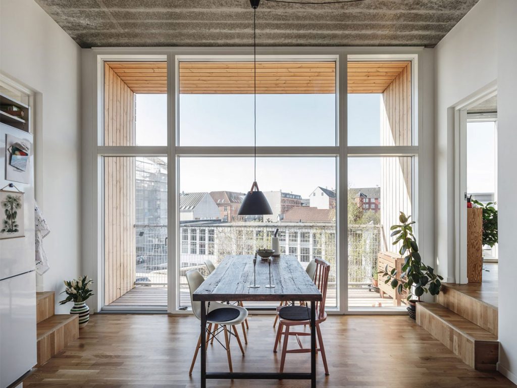 Affordable housing scheme Dortheavej Residence (Copenhagen) comprises stacked prefabricated modules.