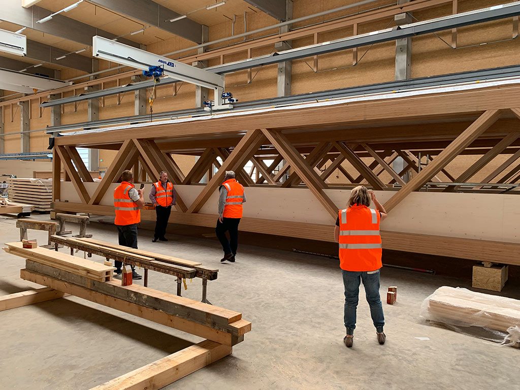 BauBuche - a type of LVL Beech has exceptional engineering properties, lending itself to long spans - these were for five massive skylights over a sports facility. 