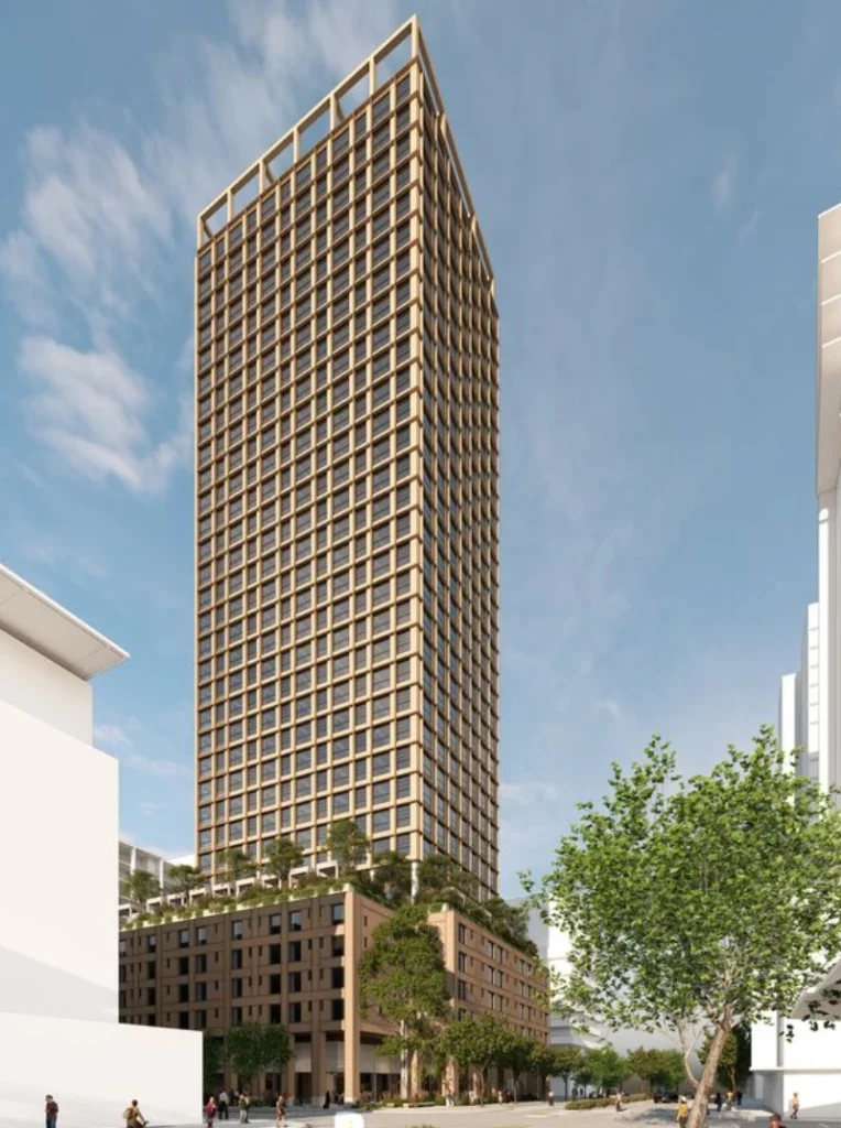 The proposed tower will include 351 build-to-rent apartments, 64 short-stay units, and a mix of ground-floor retail and dining tenancies.